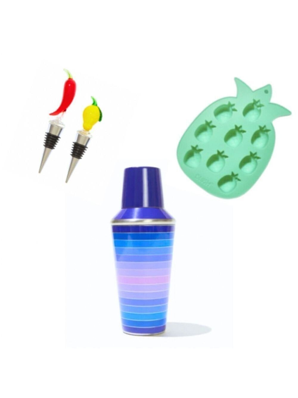 Bundle Jonathan Adler Cocktail Shaker + Bottle Stoppers + Ice Cube Tray all BNIB